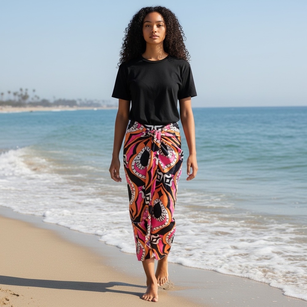 NWT New Zara Printed Knotted Satin Skirt Size S
